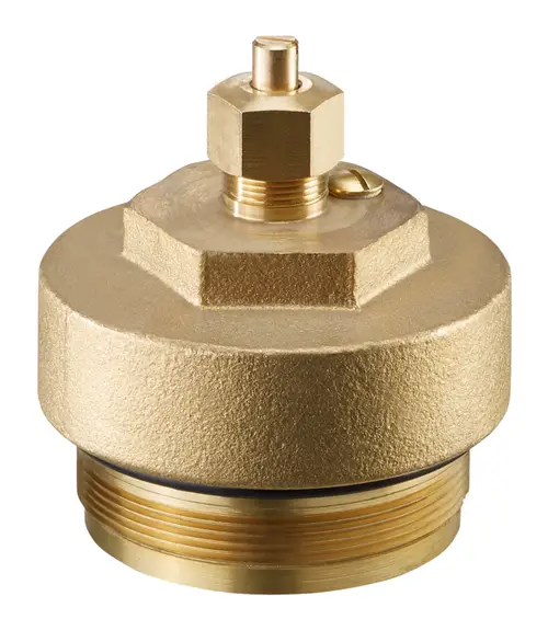 Ersatzteil für Trinkwasserarmaturen, goldenes Absperrventil mit gewinden und einem Anschluss, geeignet für Aquanova-Systeme.